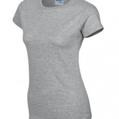 SKT036 grey 295 short sleeved women' s round neck collar t-shirt 76000L quick personal printed women' s tee breathable tshirts supplier price front view